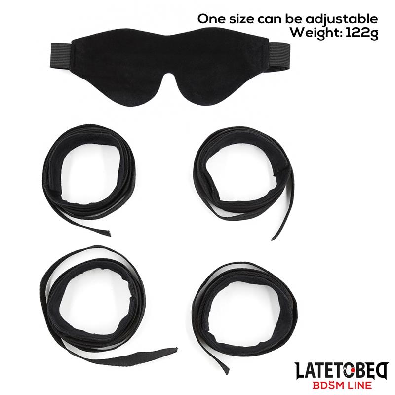 Restraint 3 Pieces Set Blindfold Anklecuffs and Wristcuffs Adjustable