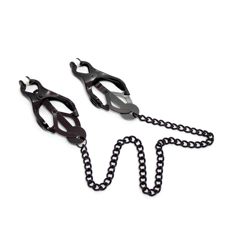 Japanese Nipple Clamps with Chain Black