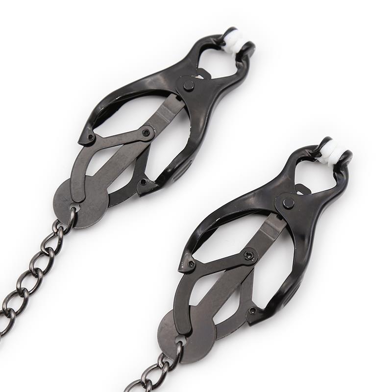 Japanese Nipple Clamps with Chain Black