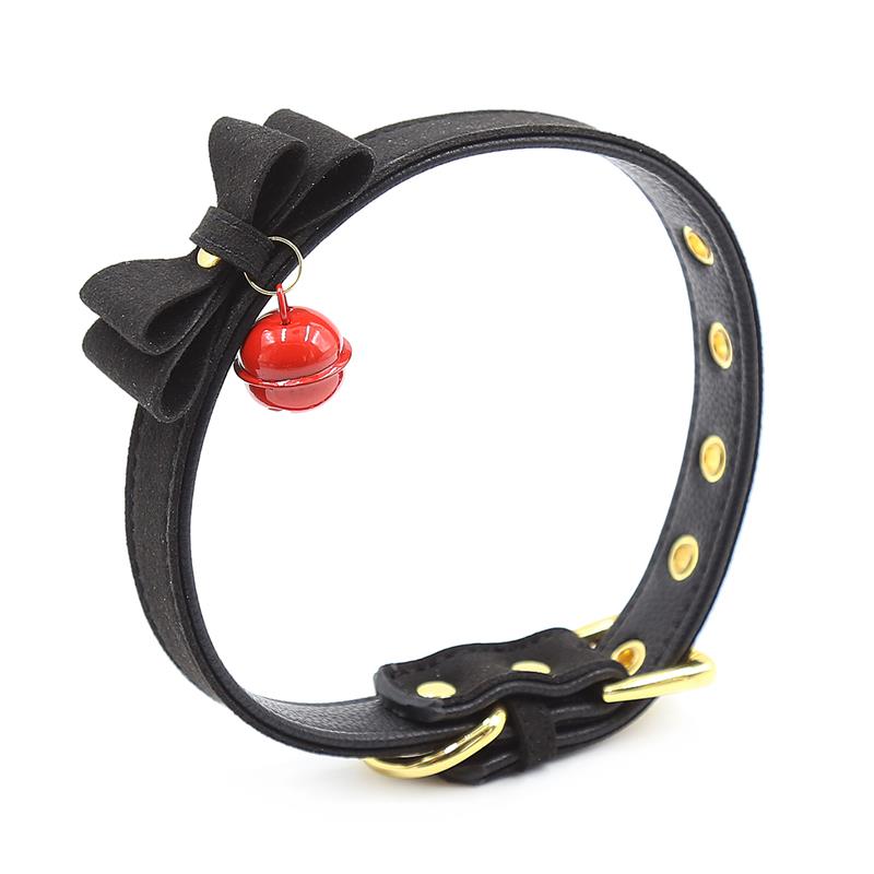 Collar with Bow and Rattle 44 cm Black Red