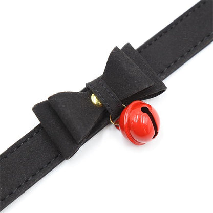 Collar with Bow and Rattle 44 cm Black Red