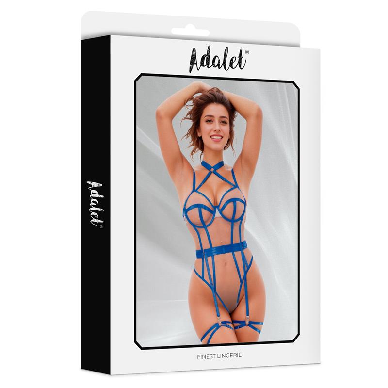 Killye Mesh Teddy with Strasps and Leg Rings Blue