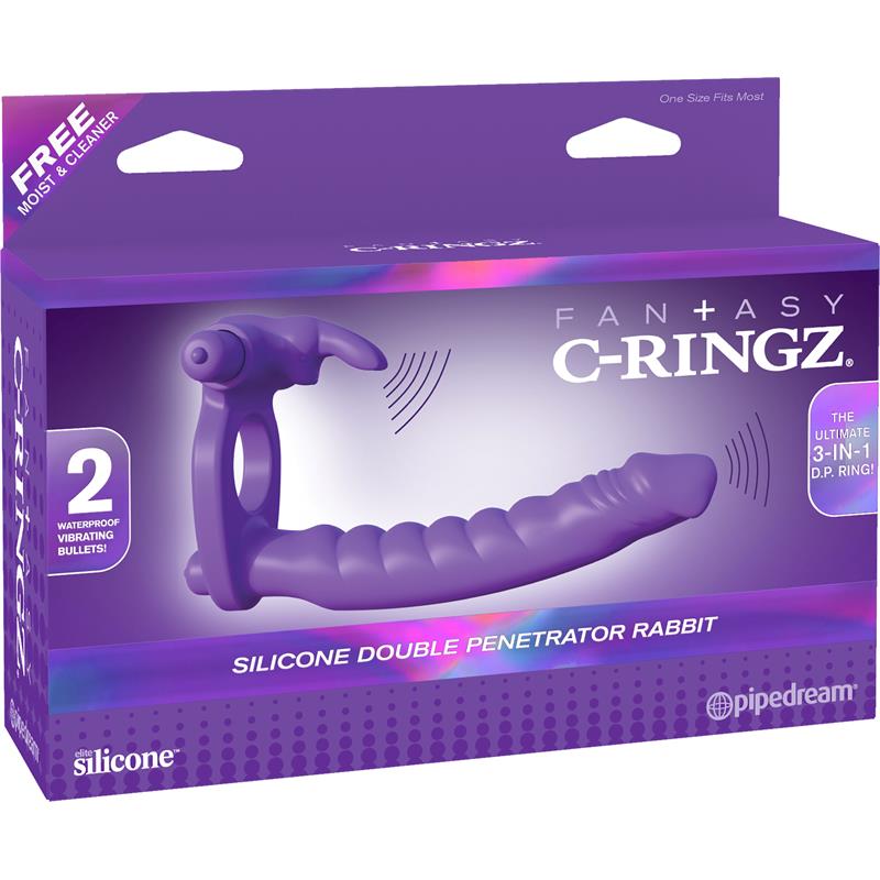 Fantasy C Ringz Silicone Double Penetrator Rabbit Purple