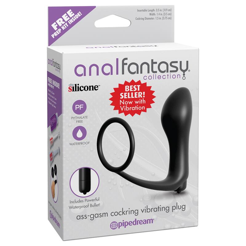 Ass Gasm Cockring Vibrating Plug Colour Black