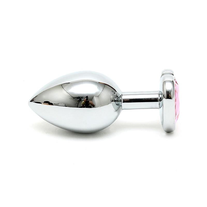 Butt Plug Plated Steel Crystal Heart Pink