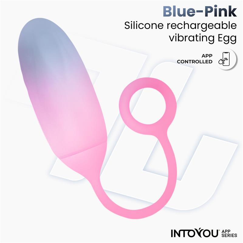 Vibrating Egg with APP Double Layer Silicone Blue Pink