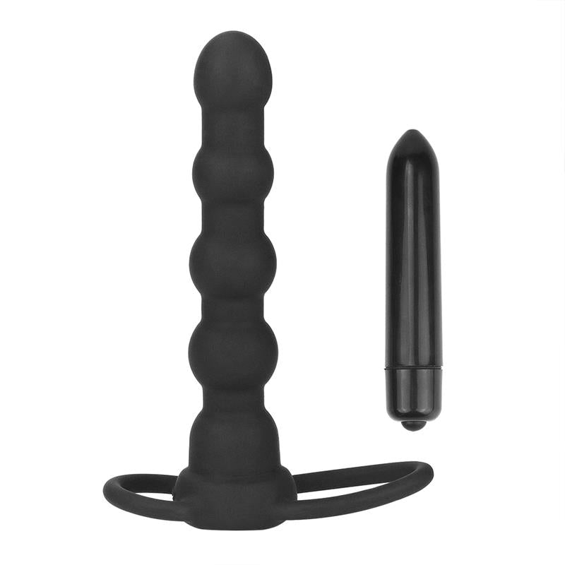 Butt Plug Double Prober with Vibration Black