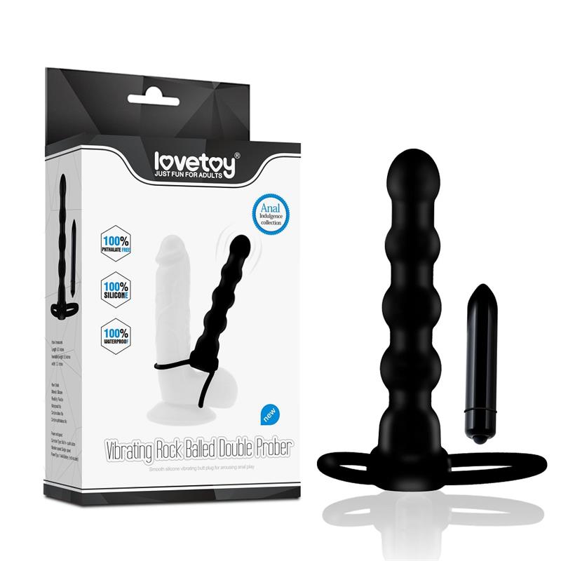 Butt Plug Double Prober with Vibration Black