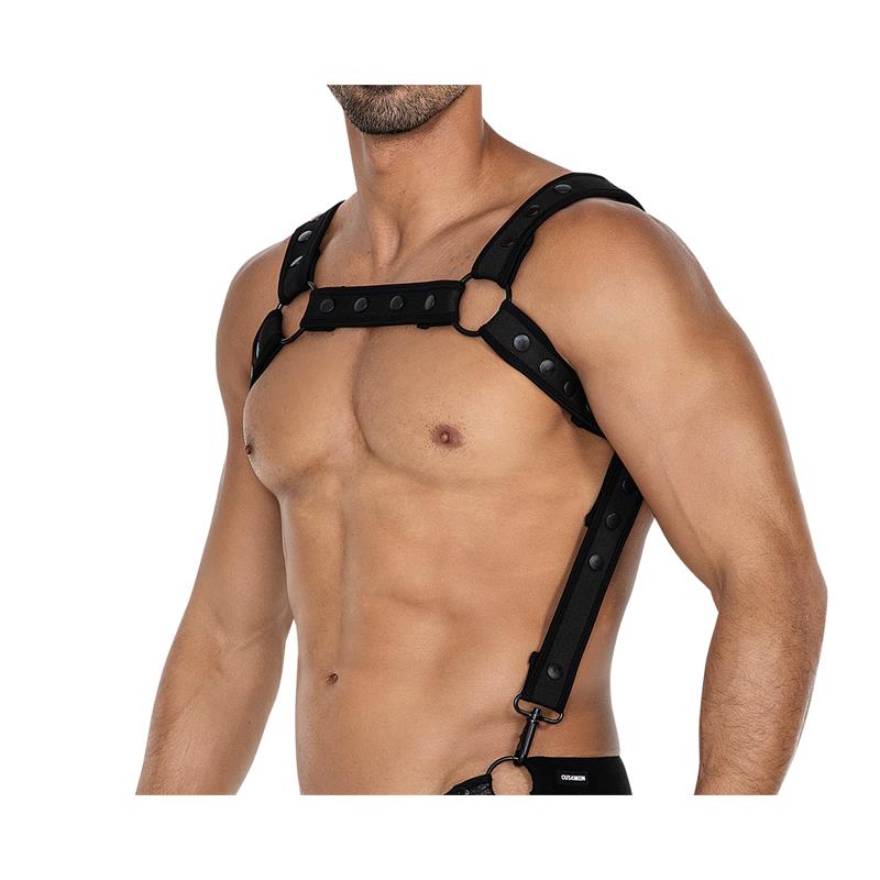 H4RNESS05 Chest Harness Neon Black One Size