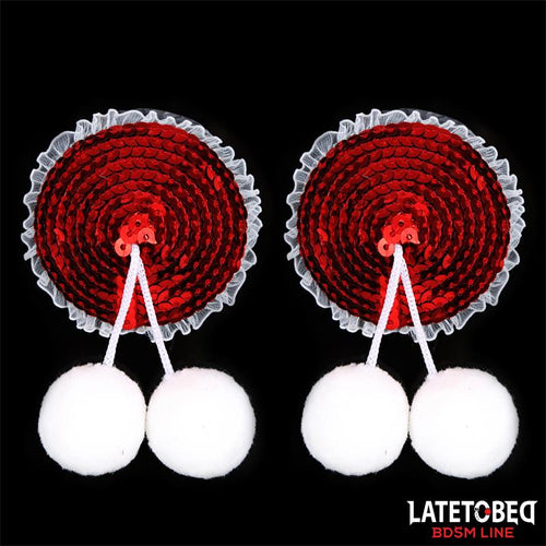 Nipple Pasties with Red Sequin Pom Pom